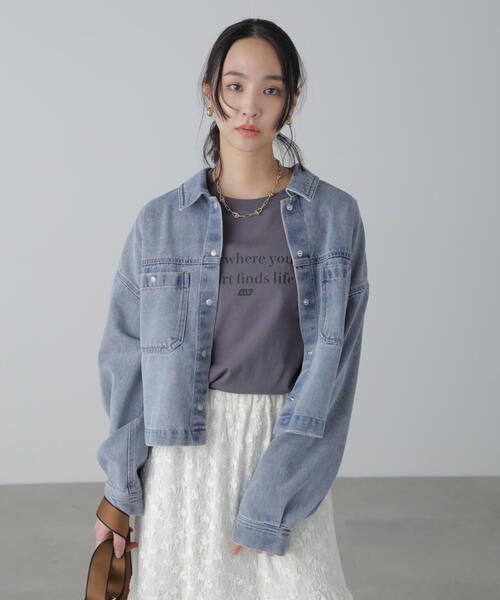 FREE'S MART（フリーズマート）の「◆フロントポケットショートシャツブルゾン（ブルゾン・レディース・ホワイト/ブルー系その他/ブルー系その他3・SMALL/MEDIUM）」の16枚目の写真