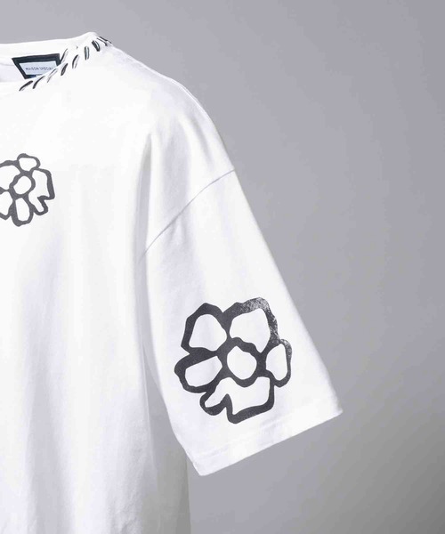 【mw@様】ハンドメイド　オーダー分 UNISEX》Flower Hand-Printed Oversized Stitched Crew Neck T