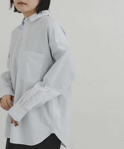 EKAL(エカル)の「オーガニックコットンロングスリーブストライプシャツ(シャツ/ブラウス・レディース・ホワイト/グレー・ONE)」の11枚目の写真