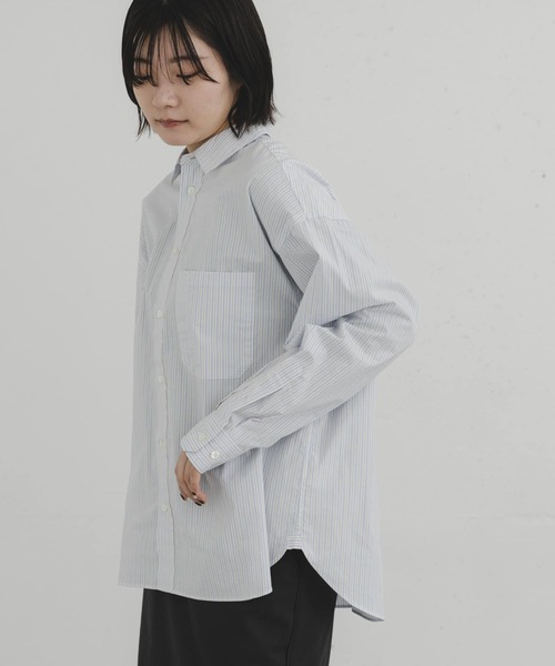 EKAL(エカル)の「オーガニックコットンロングスリーブストライプシャツ(シャツ/ブラウス・レディース・ホワイト/グレー・ONE)」の8枚目の写真