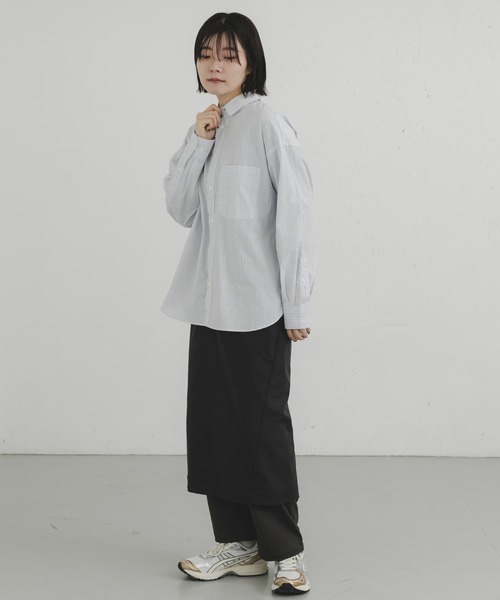 EKAL(エカル)の「オーガニックコットンロングスリーブストライプシャツ(シャツ/ブラウス・レディース・ホワイト/グレー・ONE)」の6枚目の写真