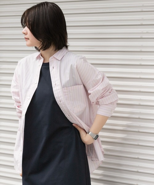 EKAL(エカル)の「オーガニックコットンロングスリーブストライプシャツ(シャツ/ブラウス・レディース・ホワイト/グレー・ONE)」の5枚目の写真