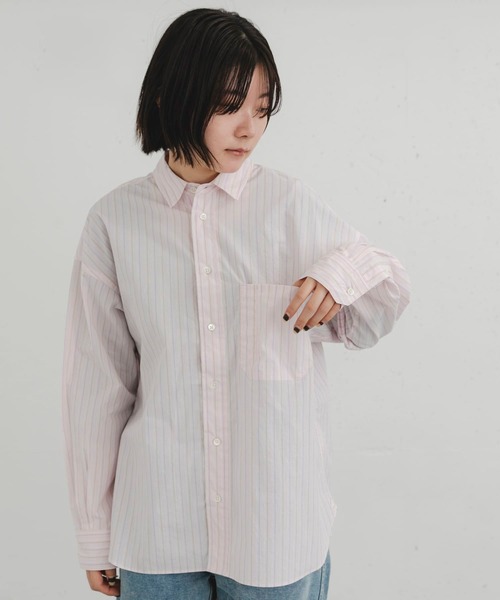 EKAL(エカル)の「オーガニックコットンロングスリーブストライプシャツ(シャツ/ブラウス・レディース・ホワイト/グレー・ONE)」の18枚目の写真