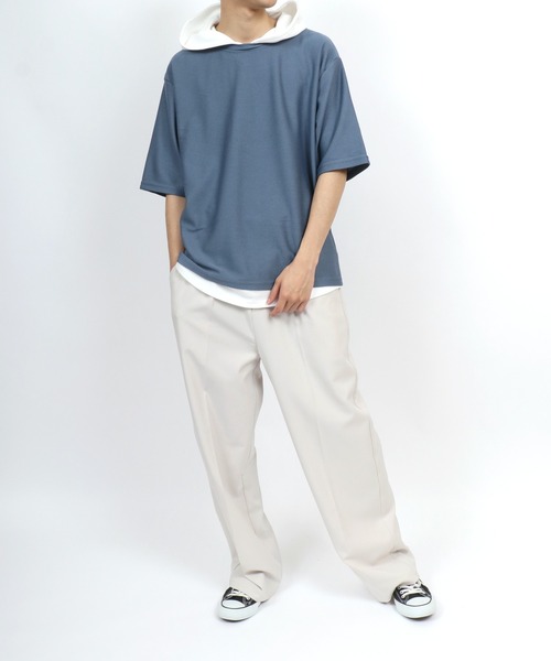 ANPAS(アンパス)の「Dry Fabric Moss Stitch Fake Layered Hoodie/ドライ 鹿の子 フェイクレイヤード Tパーカー メンズ レディース(パーカー・メンズ・ブルー/ライトグレー/ブラウン/グリーン・M/L/LL)」の18枚目の写真