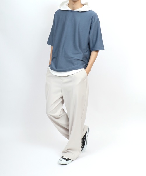 ANPAS(アンパス)の「Dry Fabric Moss Stitch Fake Layered Hoodie/ドライ 鹿の子 フェイクレイヤード Tパーカー メンズ レディース(パーカー・メンズ・ブルー/ライトグレー/ブラウン/グリーン・M/L/LL)」の20枚目の写真