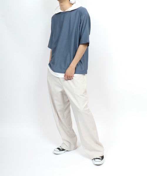 ANPAS(アンパス)の「Dry Fabric Moss Stitch Fake Layered Hoodie/ドライ 鹿の子 フェイクレイヤード Tパーカー メンズ レディース(パーカー・メンズ・ブルー/ライトグレー/ブラウン/グリーン・M/L/LL)」の21枚目の写真
