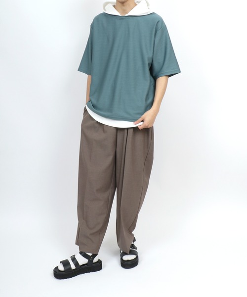 ANPAS(アンパス)の「Dry Fabric Moss Stitch Fake Layered Hoodie/ドライ 鹿の子 フェイクレイヤード Tパーカー メンズ レディース(パーカー・メンズ・ブルー/ライトグレー/ブラウン/グリーン・M/L/LL)」の14枚目の写真