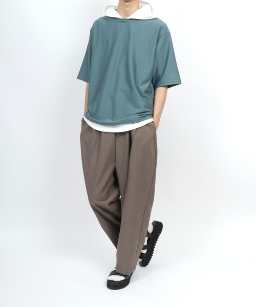 ANPAS(アンパス)の「Dry Fabric Moss Stitch Fake Layered Hoodie/ドライ 鹿の子 フェイクレイヤード Tパーカー メンズ レディース(パーカー・メンズ・ブルー/ライトグレー/ブラウン/グリーン・M/L/LL)」の16枚目の写真