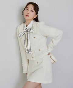 【未使用品】SLY グレイン ツイード ジャケット SLY（スライ）の「SPRING TWEED FRINGE JK クラッシュ ツイード
