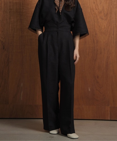 I_am（アイアム）の「high waist tweed like tuck pants / ハイウエストツイードライクタックパンツ（その他パンツ・レディース・アイボリー/ブラック・MEDIUM）」の2枚目の写真