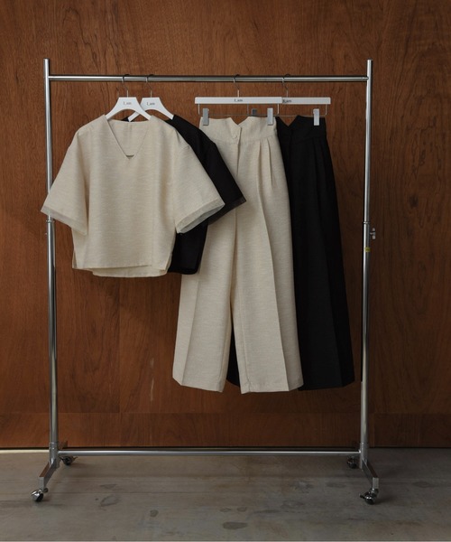 I_am（アイアム）の「high waist tweed like tuck pants / ハイウエストツイードライクタックパンツ（その他パンツ・レディース・アイボリー/ブラック・MEDIUM）」の16枚目の写真
