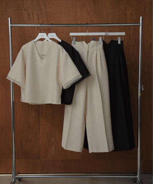 I_am（アイアム）の「high waist tweed like tuck pants / ハイウエストツイードライクタックパンツ（その他パンツ・レディース・アイボリー/ブラック・MEDIUM）」の15枚目の写真