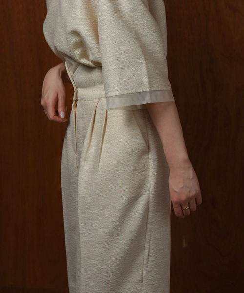 I_am（アイアム）の「high waist tweed like tuck pants / ハイウエストツイードライクタックパンツ（その他パンツ・レディース・アイボリー/ブラック・MEDIUM）」の7枚目の写真