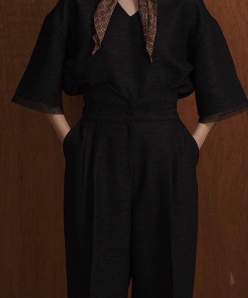 I_am（アイアム）の「high waist tweed like tuck pants / ハイウエストツイードライクタックパンツ（その他パンツ・レディース・アイボリー/ブラック・MEDIUM）」の14枚目の写真
