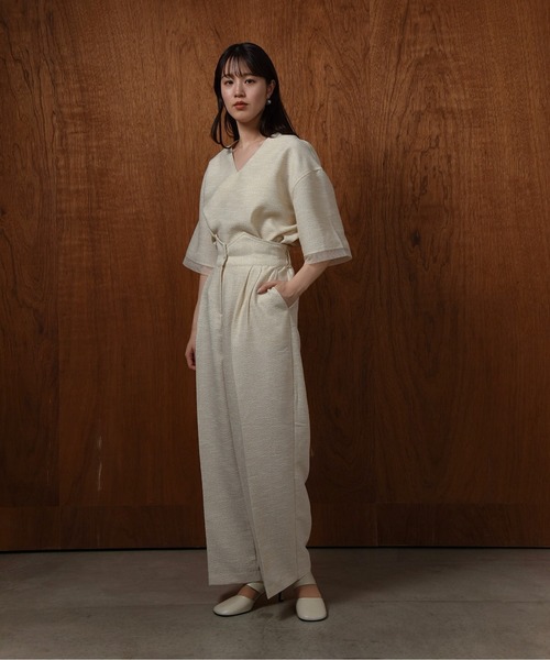 I_am（アイアム）の「high waist tweed like tuck pants / ハイウエストツイードライクタックパンツ（その他パンツ・レディース・アイボリー/ブラック・MEDIUM）」の5枚目の写真