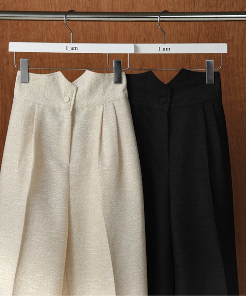 I_am（アイアム）の「high waist tweed like tuck pants / ハイウエストツイードライクタックパンツ（その他パンツ・レディース・アイボリー/ブラック・MEDIUM）」の3枚目の写真