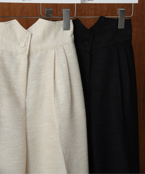 I_am（アイアム）の「high waist tweed like tuck pants / ハイウエストツイードライクタックパンツ（その他パンツ・レディース・アイボリー/ブラック・MEDIUM）」の18枚目の写真
