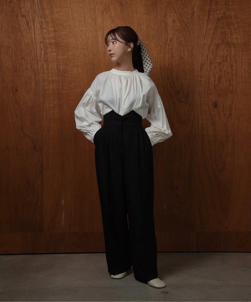 I_am（アイアム）の「high waist tweed like tuck pants / ハイウエストツイードライクタックパンツ（その他パンツ・レディース・アイボリー/ブラック・MEDIUM）」の13枚目の写真