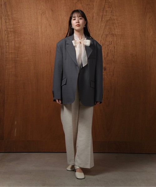 I_am（アイアム）の「high waist tweed like tuck pants / ハイウエストツイードライクタックパンツ（その他パンツ・レディース・アイボリー/ブラック・MEDIUM）」の9枚目の写真