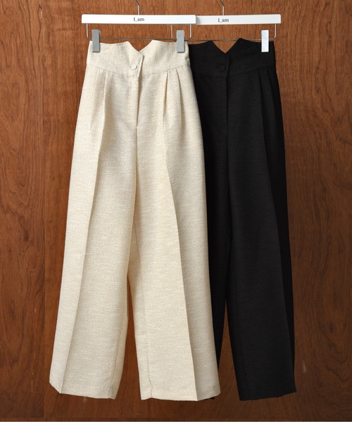 I_am（アイアム）の「high waist tweed like tuck pants / ハイウエストツイードライクタックパンツ（その他パンツ・レディース・アイボリー/ブラック・MEDIUM）」の20枚目の写真