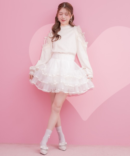 couture BY ROJITA（クチュールバイロジータ）の「チュール肩透かしトップス（Tシャツ/カットソー・レディース・ホワイト/ブラック/ベージュ・FREE）」の8枚目の写真