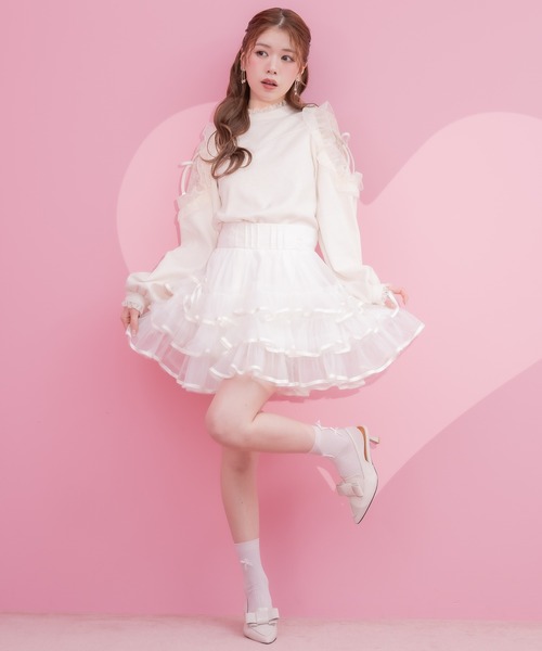 couture BY ROJITA（クチュールバイロジータ）の「チュール肩透かしトップス（Tシャツ/カットソー・レディース・ホワイト/ブラック/ベージュ・FREE）」の10枚目の写真