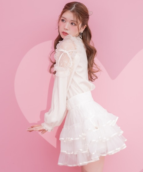 couture BY ROJITA（クチュールバイロジータ）の「チュール肩透かしトップス（Tシャツ/カットソー・レディース・ホワイト/ブラック/ベージュ・FREE）」の12枚目の写真