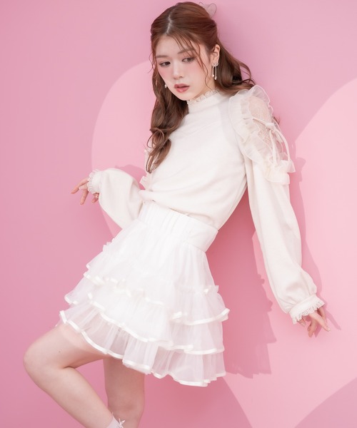 couture BY ROJITA（クチュールバイロジータ）の「チュール肩透かしトップス（Tシャツ/カットソー・レディース・ホワイト/ブラック/ベージュ・FREE）」の21枚目の写真