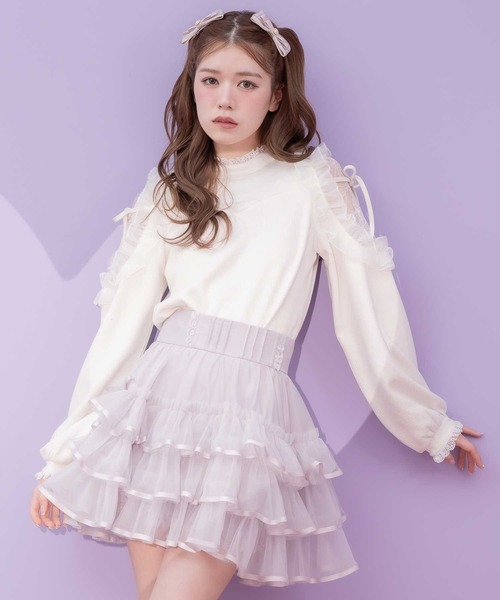 couture BY ROJITA　チュール肩透かしトップス　ブラック チュール肩透かしトップス | Rlab store