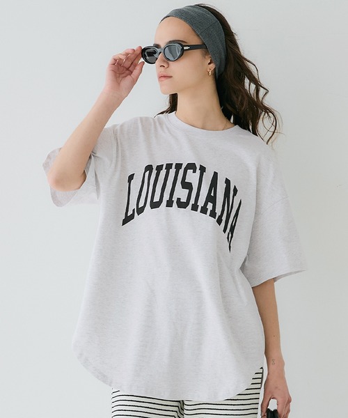 coca(coca)(コカ)の「テールカットカレッジビッグTシャツ(Tシャツ/カットソー・レディース・ライトベージュ/ホワイト/ライトグレー/チャコール・S/L/M)」の2枚目の写真