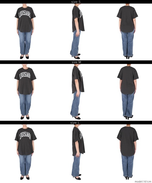 coca(coca)(コカ)の「テールカットカレッジビッグTシャツ(Tシャツ/カットソー・レディース・ライトベージュ/ホワイト/ライトグレー/チャコール・S/L/M)」の9枚目の写真