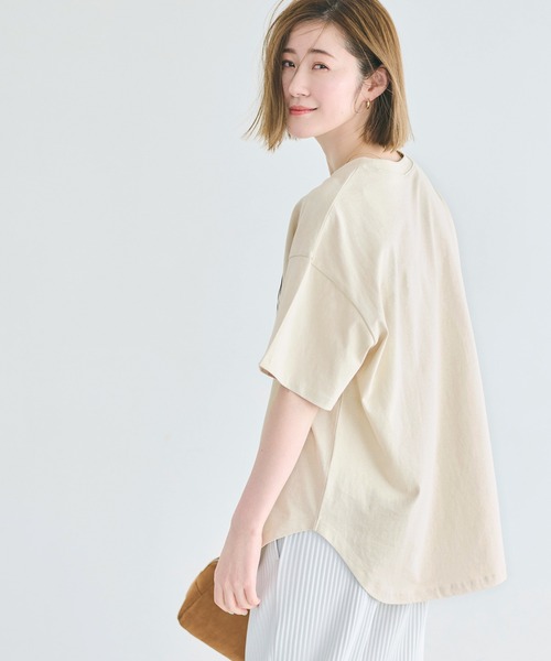 テールカットカレッジビッグTシャツ（Tシャツ/カットソー