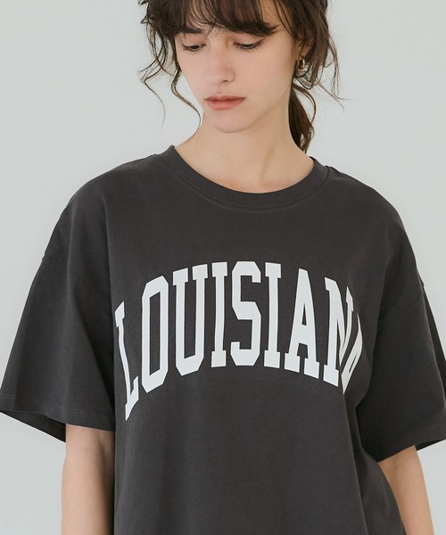coca(coca)(コカ)の「テールカットカレッジビッグTシャツ(Tシャツ/カットソー・レディース・ライトベージュ/ホワイト/ライトグレー/チャコール・S/L/M)」の6枚目の写真
