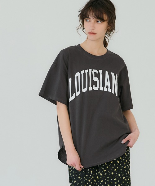 coca(coca)(コカ)の「テールカットカレッジビッグTシャツ(Tシャツ/カットソー・レディース・ライトベージュ/ホワイト/ライトグレー/チャコール・S/L/M)」の8枚目の写真