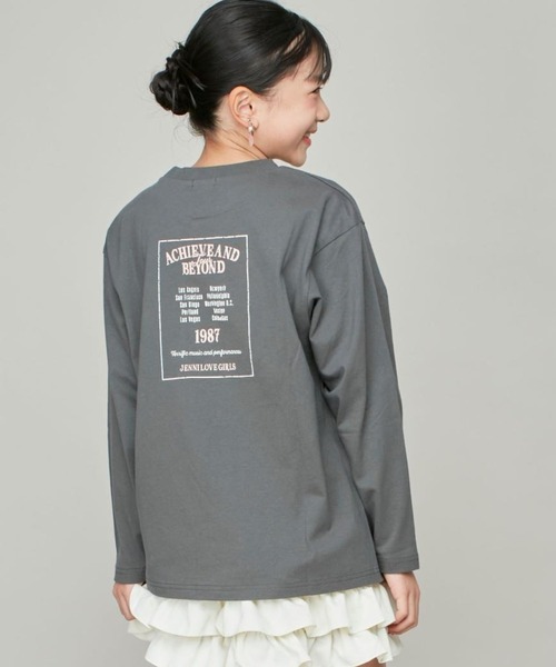 JENNI love(ジェニィラブ)の「【コットン100%】ロックデザインゆったりロンT(Tシャツ/カットソー・キッズ・オフホワイト/チャコールグレー/ピンク・130cm/140cm/150cm/160cm)」の1枚目の写真