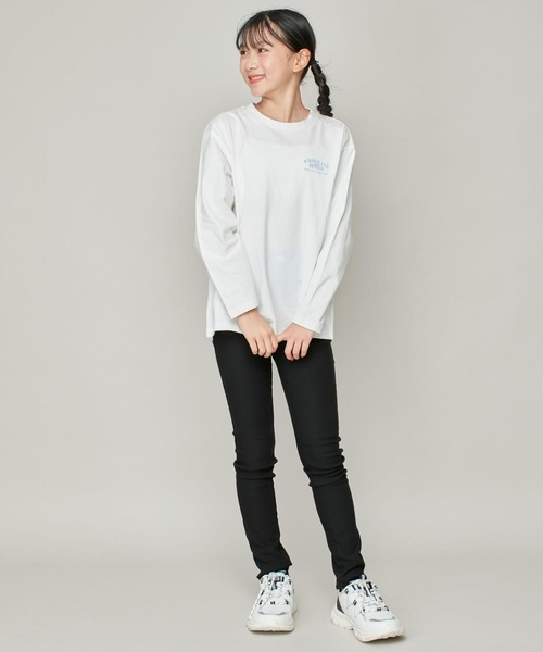 JENNI love(ジェニィラブ)の「【コットン100%】ロックデザインゆったりロンT(Tシャツ/カットソー・キッズ・オフホワイト/チャコールグレー/ピンク・130cm/140cm/150cm/160cm)」の4枚目の写真