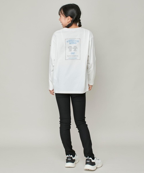 JENNI love(ジェニィラブ)の「【コットン100%】ロックデザインゆったりロンT(Tシャツ/カットソー・キッズ・オフホワイト/チャコールグレー/ピンク・130cm/140cm/150cm/160cm)」の6枚目の写真