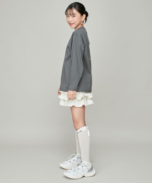 JENNI love(ジェニィラブ)の「【コットン100%】ロックデザインゆったりロンT(Tシャツ/カットソー・キッズ・オフホワイト/チャコールグレー/ピンク・130cm/140cm/150cm/160cm)」の8枚目の写真