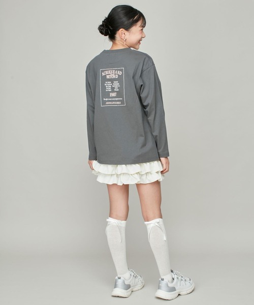 JENNI love(ジェニィラブ)の「【コットン100%】ロックデザインゆったりロンT(Tシャツ/カットソー・キッズ・オフホワイト/チャコールグレー/ピンク・130cm/140cm/150cm/160cm)」の9枚目の写真