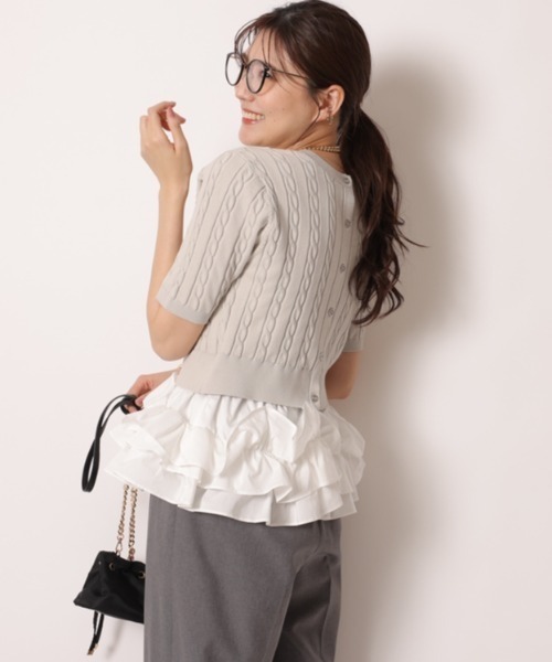 Mystrada(マイストラーダ)の「ペプラムドッキングニット(ニット/セーター・レディース・ライトグレー/ネイビー・38)」の11枚目の写真
