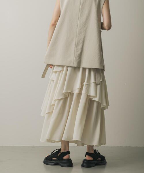 SENSE OF PLACE by URBAN RESEARCH(センスオブプレイスバイアーバンリサーチ)の「アシメティアードスカート(スカート・レディース・モカ/アイボリー/ブラック・ONE)」の5枚目の写真