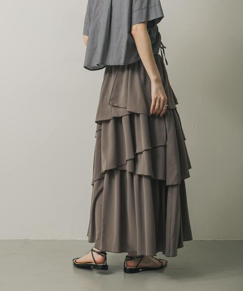 SENSE OF PLACE by URBAN RESEARCH(センスオブプレイスバイアーバンリサーチ)の「アシメティアードスカート(スカート・レディース・モカ/アイボリー/ブラック・ONE)」の22枚目の写真