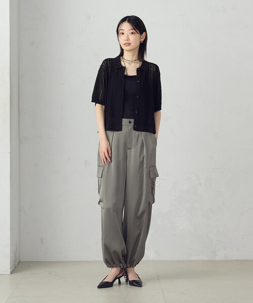 COMME CA ISM（コムサイズム）の「透かし柄半袖ニットシャツ（ニット/セーター・レディース・アイボリー/ブラック・FREE）」の17枚目の写真