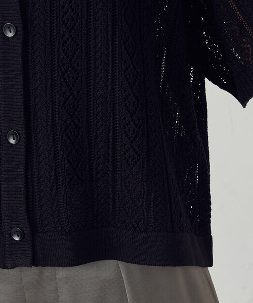 COMME CA ISM（コムサイズム）の「透かし柄半袖ニットシャツ（ニット/セーター・レディース・アイボリー/ブラック・FREE）」の9枚目の写真