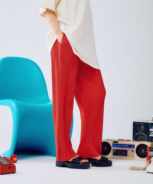 LEPSIM（レプシィム）の「《セルフカット可能》プリーツイージーパンツ