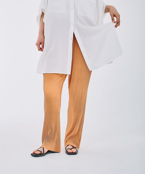 LEPSIM(レプシィム)の「《セルフカット可能》プリーツイージーパンツ 450484(その他パンツ・レディース・ブラック/オレンジ/ライム/グレイッシュベージュ/モカ/レッド/ネイビー/ブラウン/ピンク・FREE)」の9枚目の写真