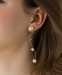 【LA MUE】2way パールウェーブラインピアス