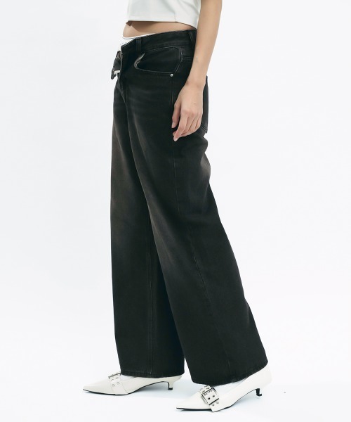 Clum(クルム)の「Vintage Wash Denim Pants / ヴィンテージウォッシュデニムパンツ(デニムパンツ・レディース・ブラック系・MEDIUM/SMALL)」の4枚目の写真