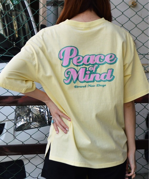 spiritoso(スピリトーゾ)の「【spiritoso】Peace Mind Tシャツ(CP)(Tシャツ/カットソー・レディース・ホワイト/ブルー系その他/スミクロ/レモンイエロー・FREE)」の4枚目の写真