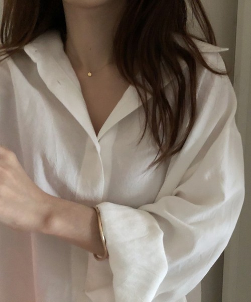 VIBGYOR（ヴィブジョー）の「ルーズロングシャツワンピース /冷房対策 日焼け対策(CZ)（シャツワンピース・レディース・ホワイト/ライトブルー/ネイビー/ブラウン・FREE）」の15枚目の写真